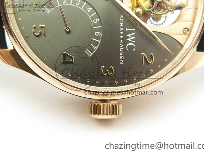 MIROTIME 1220 Portuguese Tourbillon IW5046 RG ZF Best Edition Gray Dial on Black Leather Strap SmoothTexture 7142